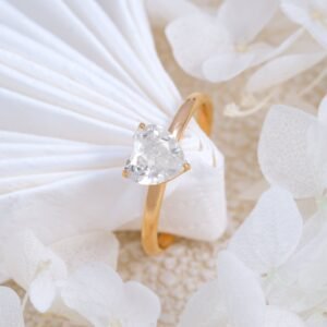10K 14K 18K Real Gold 4 Prongs Classic Design Heart Cut Moissanite Ring For Women - Image 2