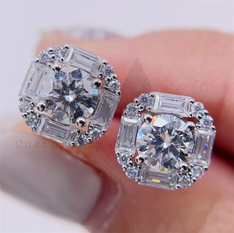 9MM VVS Moissanite Diamond Stud Earrings - Hip Hop Jewelry, Tester-Approved