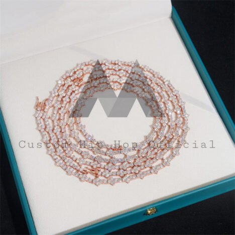 Rose Gold 3MM Moissanite Cross Tennis Chain, VVS Clarity, Unisex - Image 2