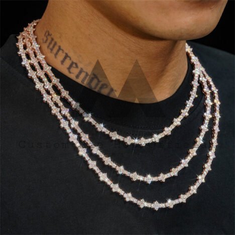 Rose Gold 3MM Moissanite Cross Tennis Chain, VVS Clarity, Unisex - Image 4