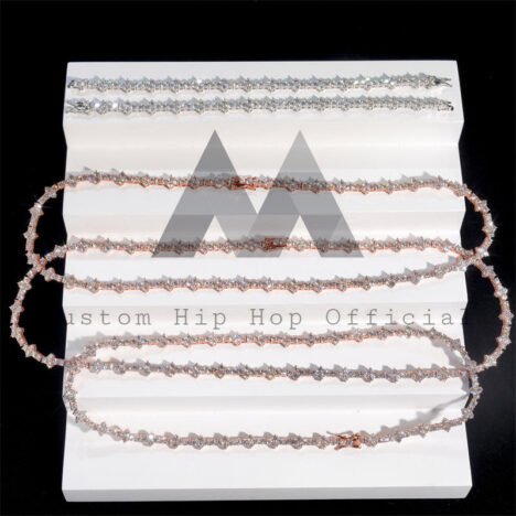Rose Gold 3MM Moissanite Cross Tennis Chain, VVS Clarity, Unisex - Image 5
