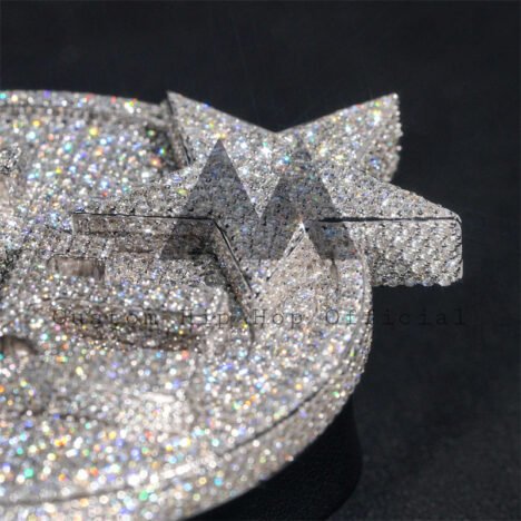 Custom Moissanite Diamond Silver Pendant 2.5" Circle for 15mm Cuban Chain - Hip Hop Jewelry" - Image 3
