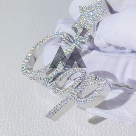 Star Bail Custom Name Chop Pendant VVS Moissanite Diamond Fit for 4MM Tennis Chain - Image 4