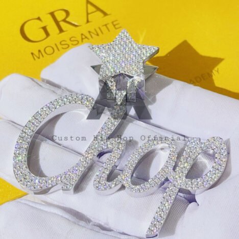 Star Bail Custom Name Chop Pendant VVS Moissanite Diamond Fit for 4MM Tennis Chain - Image 2