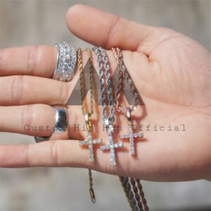 925 Silver Mini Size 2.5MM Moissanite Diamond Cross Pendant Fit For 3MM Tennis Chain - Image 4
