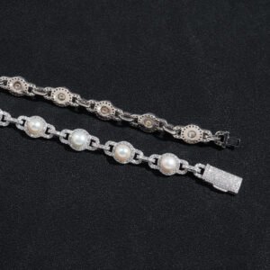 Men's 925 Sterling Silver 10MM Iced Out Chain | Hip Hop Pearl Necklace - Image 2