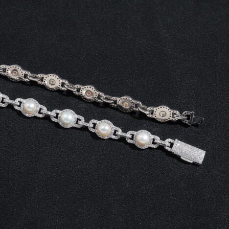 Men's 925 Sterling Silver 10MM Iced Out Chain | Hip Hop Pearl Necklace - Image 2
