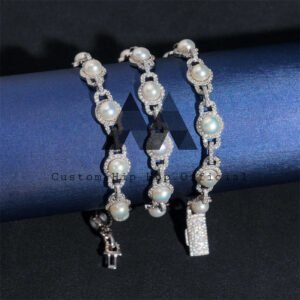 Men's 925 Sterling Silver 10MM Iced Out Chain | Hip Hop Pearl Necklace - Image 4