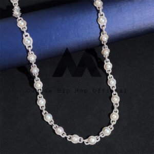 Men's 925 Sterling Silver 10MM Iced Out Chain | Hip Hop Pearl Necklace - Image 5