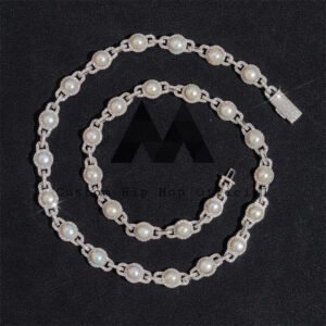 Men's 925 Sterling Silver 10MM Iced Out Chain | Hip Hop Pearl Necklace - Image 6