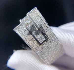 Men's VVS Moissanite Diamond Ring - White Gold Plated Silver, Hip Hop Style - Image 2