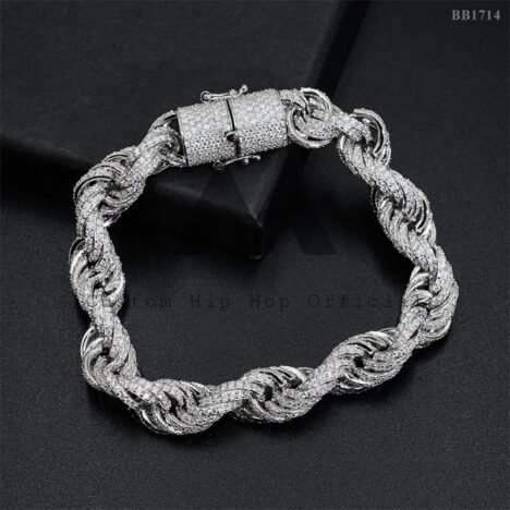 10MM Iced Out Moissanite Rope Bracelet, 925 Silver Hip Hop Jewelry - Image 5