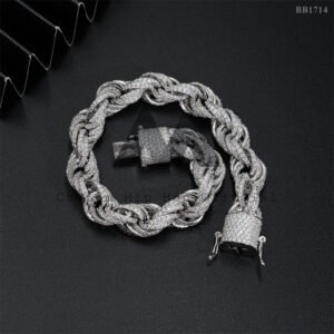 10MM Iced Out Moissanite Rope Bracelet, 925 Silver Hip Hop Jewelry - Image 6