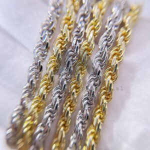 6MM Dual-Tone Sterling Silver Rope Chain with Moissanite Lock - Hip Hop Jewelry - Image 3