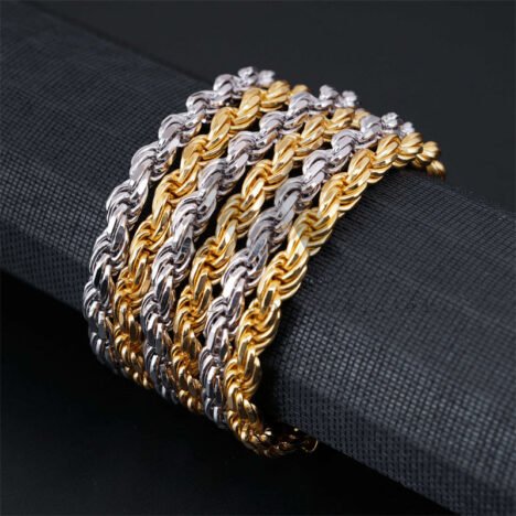 Men's 925 Sterling Silver 6MM Diamond-Cut Rope Chain - Hip Hop Jewelry