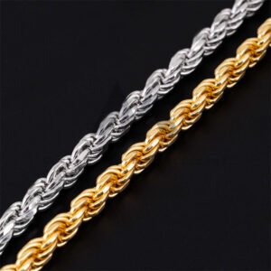 Men's 925 Sterling Silver 6MM Diamond-Cut Rope Chain - Hip Hop Jewelry - Image 3