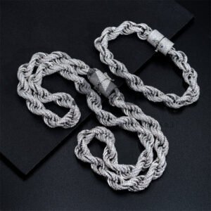 10MM Moissanite Iced Out Rope Chain - Hip Hop Jewelry, Silver Tone - Image 7
