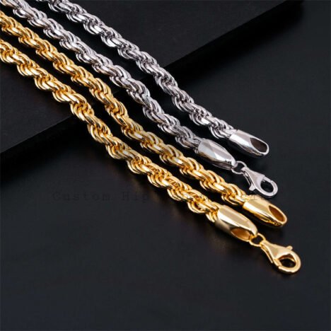 Men's 925 Sterling Silver 6MM Diamond-Cut Rope Chain - Hip Hop Jewelry - Image 4
