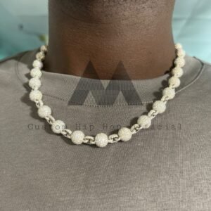 8mm Moissanite Iced Rosary Chain | Black & White Hip Hop Jewelry - Image 3