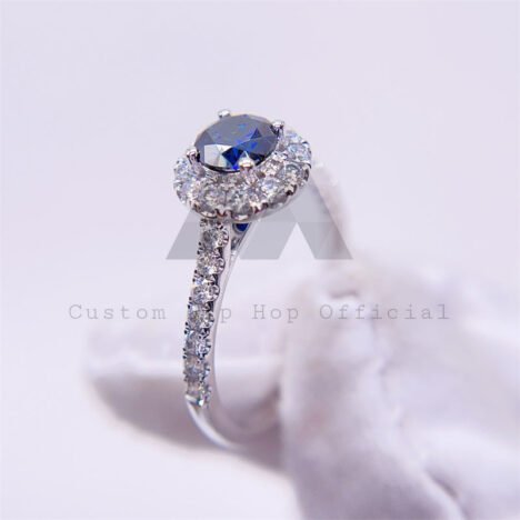 Halo Diamond Style 925 Silver 10K 14K 18K Gold Lab Sapphire Mix Moissanite Engagement Ring - Image 3