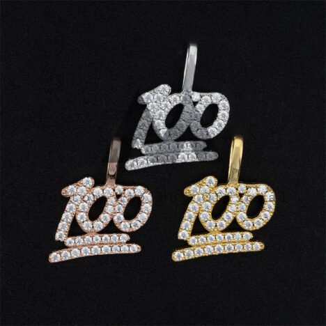925 Silver Moissanite Iced Out Hip Hop Pendant with 3MM Tennis Chain