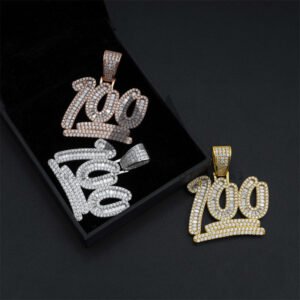 Men Jewelry Hip Hop Silver 925 Iced Out One Hundred Score Pendant - Image 4