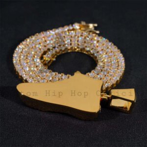 Yellow Gold Plated Iced Out Moissanite Shoes Pendant Fit For 3MM Tennis Chain - Image 2
