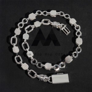 Iced Out 10MM Moissanite Skull Chain 925 Silver Hip Hop Jewelry - Image 4