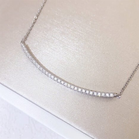 Sterling Silver 925 White Gold Plating Moissanite Diamond Smile Necklace For Women - Image 2
