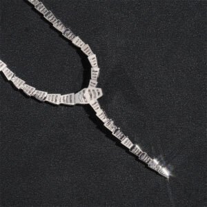 Women's Sterling Silver 925 Snake Necklace with Moissanite Diamonds, Iced Out Hip Hop Jewelry - Image 2