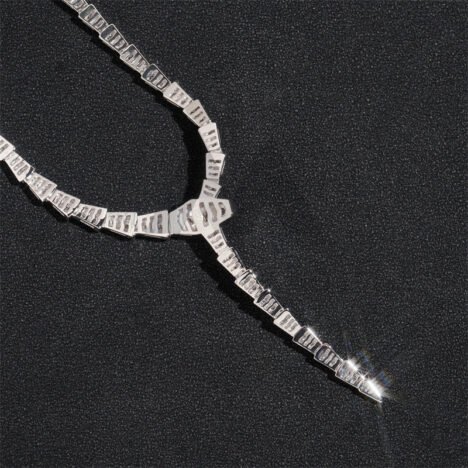 Women's Sterling Silver 925 Snake Necklace with Moissanite Diamonds, Iced Out Hip Hop Jewelry - Image 2