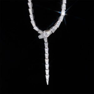 Women's Sterling Silver 925 Snake Necklace with Moissanite Diamonds, Iced Out Hip Hop Jewelry - Image 3