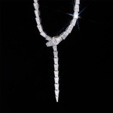 Women's Sterling Silver 925 Snake Necklace with Moissanite Diamonds, Iced Out Hip Hop Jewelry - Image 3