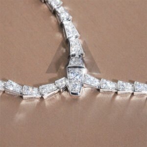 Women's Sterling Silver 925 Snake Necklace with Moissanite Diamonds, Iced Out Hip Hop Jewelry - Image 5