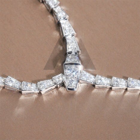 Women's Sterling Silver 925 Snake Necklace with Moissanite Diamonds, Iced Out Hip Hop Jewelry - Image 5