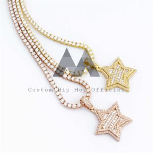 Moissanite Star Pendant for Hip Hop 3MM Tennis Chain - Unisex Jewelry - Image 2