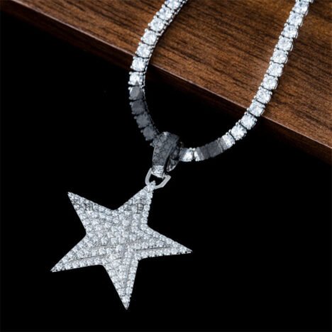 Men's Silver Moissanite Iced Out Star of David Pendant for 3MM Tennis Chain - Image 2