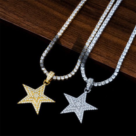 Men's Silver Moissanite Iced Out Star of David Pendant for 3MM Tennis Chain