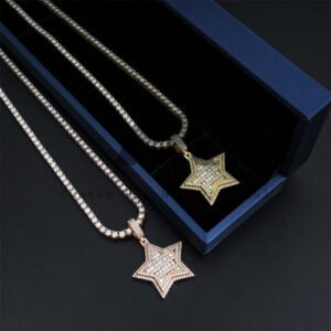 Moissanite Star Pendant for Hip Hop 3MM Tennis Chain - Unisex Jewelry - Image 3