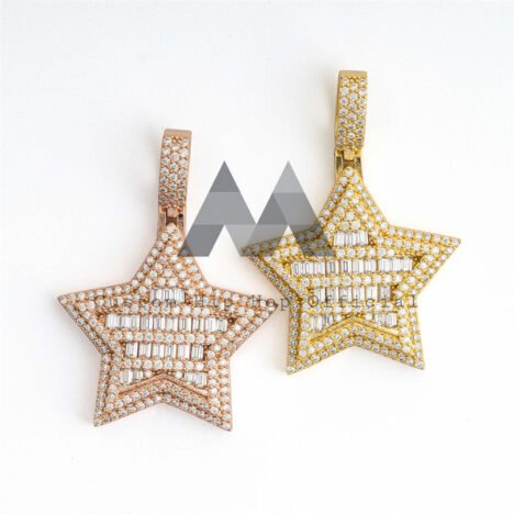 Moissanite Star Pendant for Hip Hop 3MM Tennis Chain - Unisex Jewelry - Image 4