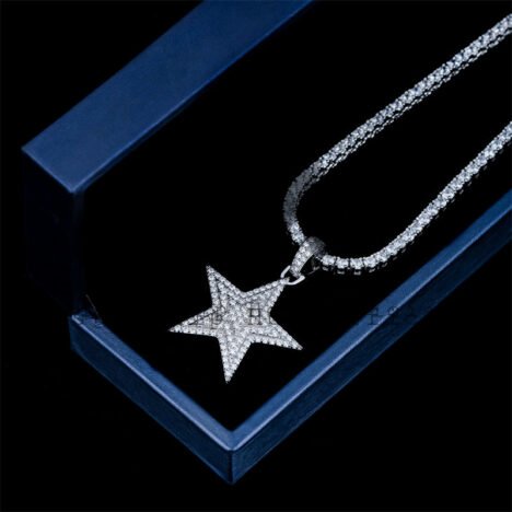 Men's Silver Moissanite Iced Out Star of David Pendant for 3MM Tennis Chain - Image 4