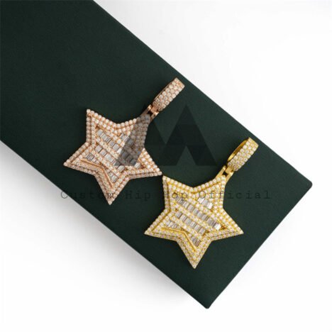 Moissanite Star Pendant for Hip Hop 3MM Tennis Chain - Unisex Jewelry - Image 5