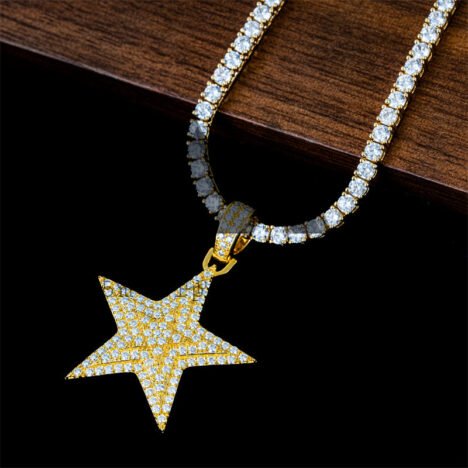 Men's Silver Moissanite Iced Out Star of David Pendant for 3MM Tennis Chain - Image 5