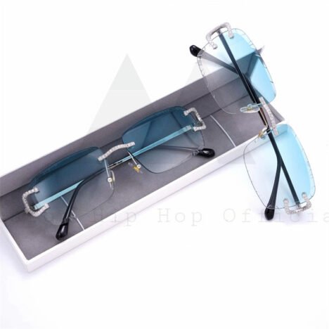 Iced Out 925 Sterling Silver VVS Moissanite Diamond Sunglasses For Men - Image 3