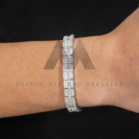 Men's 9MM Moissanite Diamond Tennis Bracelet, Sterling Silver Hip Hop Jewelry - Image 3