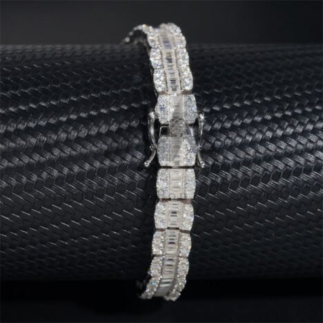 Men's 9MM Moissanite Diamond Tennis Bracelet, Sterling Silver Hip Hop Jewelry
