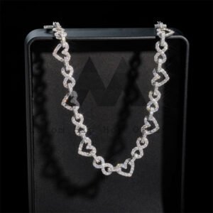 Hip Hop 925 Silver Moissanite Infinity & Heart Tennis Chain - Image 2