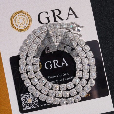 Hip Hop Iced Out Men Women Fashion Classic Design 6MM Silver 925 Moissanite Cluster Tennis Chain - Image 4