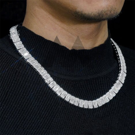 8MM Diamond Cut Moissanite Tennis Necklace, 925 Silver Hip Hop Jewelry