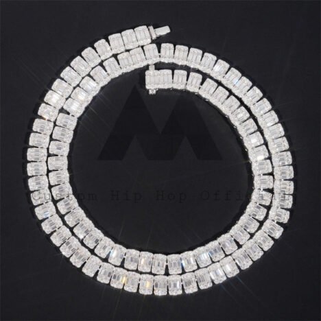 8MM Diamond Cut Moissanite Tennis Necklace, 925 Silver Hip Hop Jewelry - Image 2
